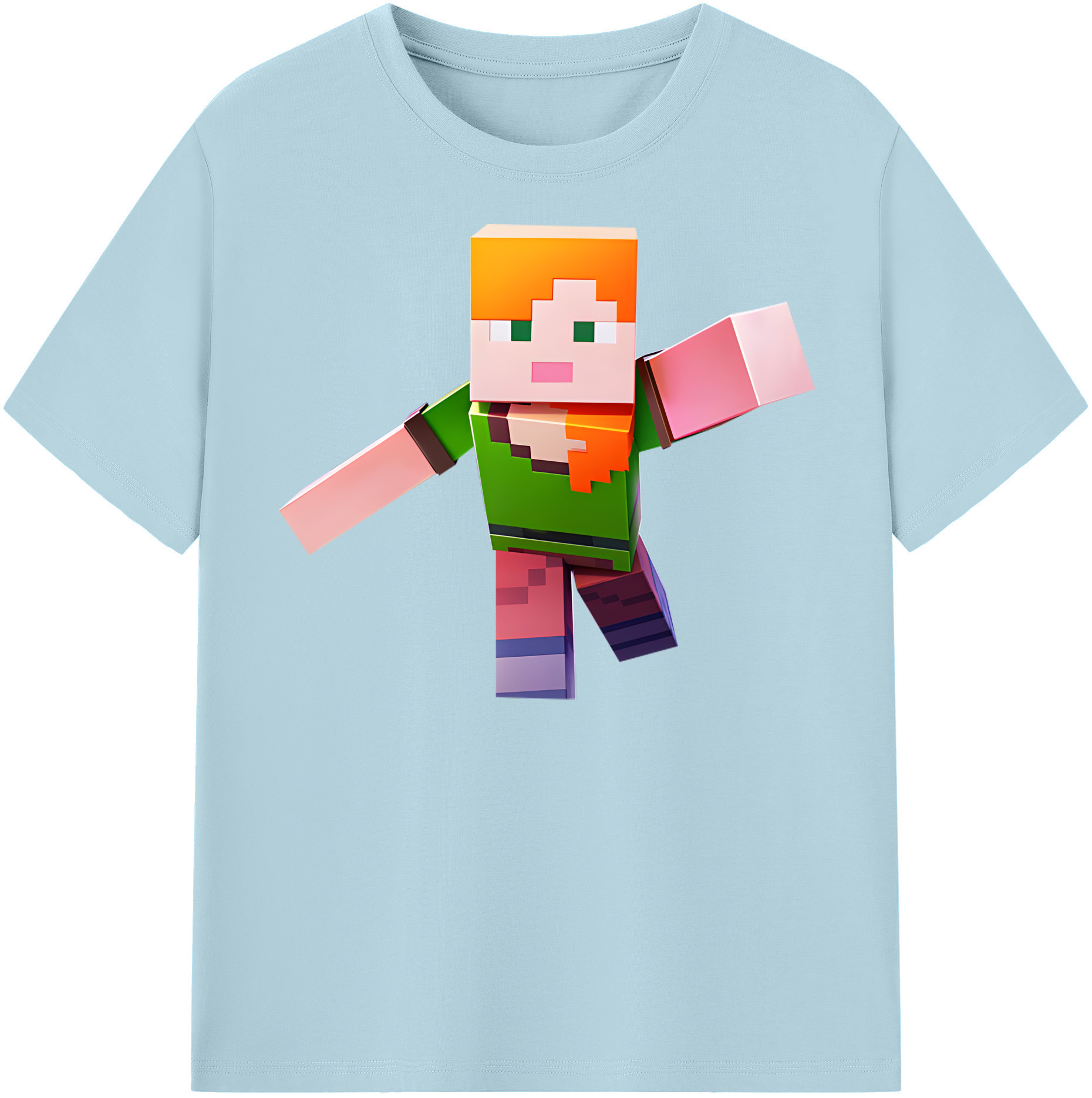 （画像用） マインクラフト ブロックの世界 Minecraft MC Block world 綿100％半袖Tシャツ（フロントプリント）